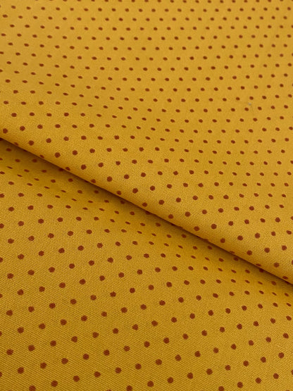 Tricoline 100% Algodón - TT114 Tinto Amarillo puntitos mostaza (50 x 150)
