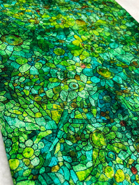 Tricoline 100% Algodón - EX082 Exclusiva DN Mosaicos Verde (50 x 150)