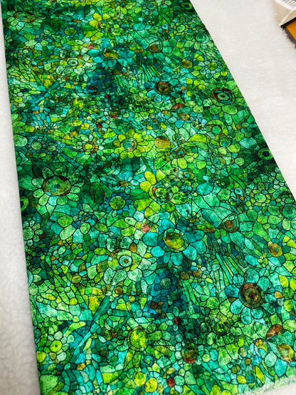 Tricoline 100% Algodón - EX082 Exclusiva DN Mosaicos Verde (50 x 150)