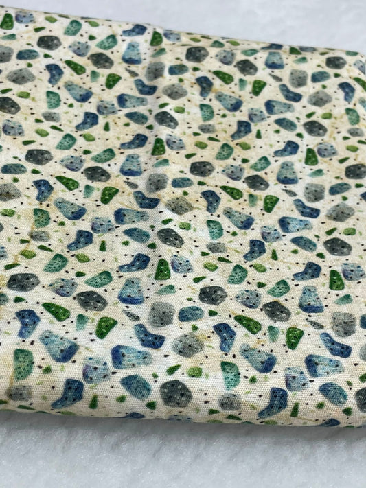 Tricoline 100% Algodón - EX077 Exclusiva DN Piedritas Azul (50 x 150)