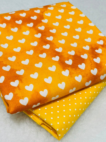 Tricoline 100% algodón - EX087 Exclusiva Corazones Amarillo Neon (50 x 150)