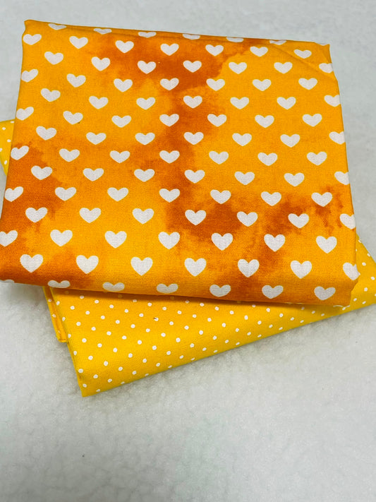 Tricoline 100% algodón - EX087 Exclusiva Corazones Amarillo Neon (50 x 150)