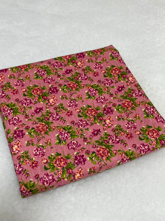 Tricoline 100% Algodón - TT036 Tinto Florecitas Rosa Palo (50 x 150)