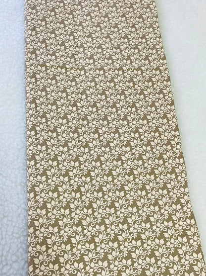 Tricoline 100% Algodón - TT034 Tinto Florecitas Ramos Beige (50 x 150)