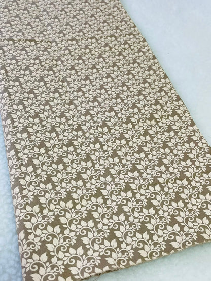 Tricoline 100% Algodón - TT034 Tinto Florecitas Ramos Beige (50 x 150)