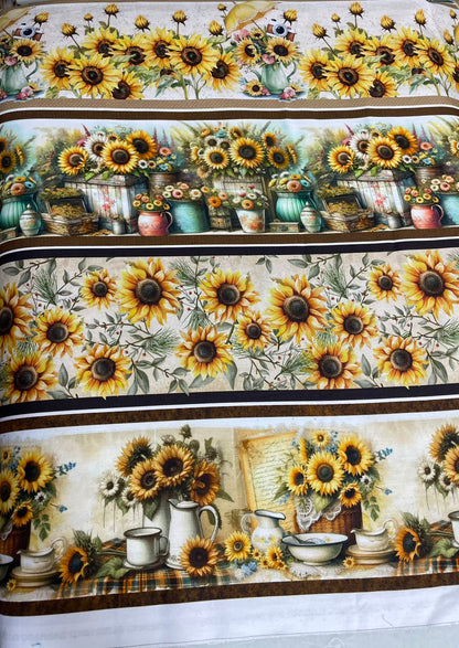 Tricoline 100% Algodón - CN019 Cenefas Girasol (50 x 150)