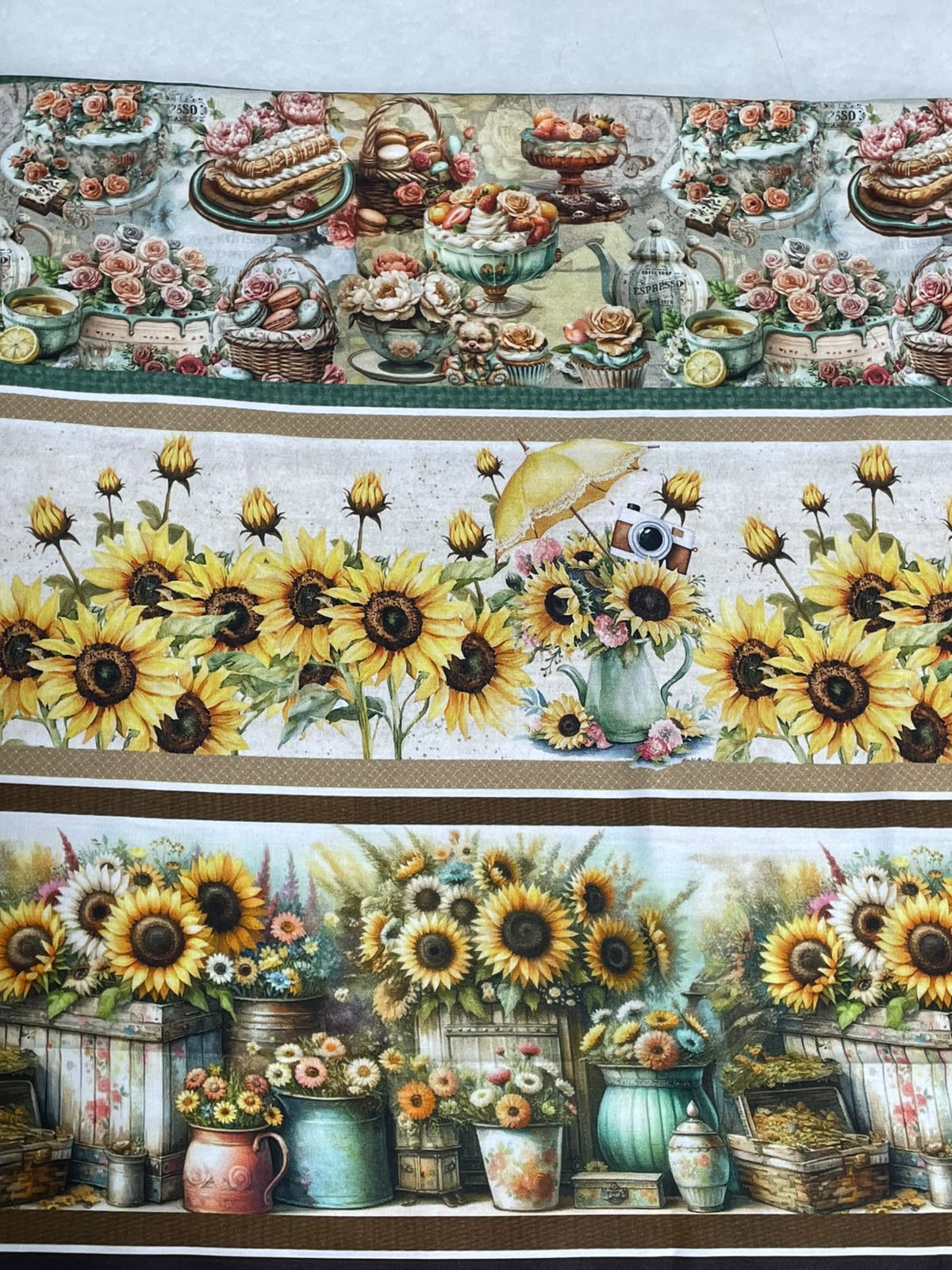 Tricoline 100% Algodón - CN019 Cenefas Girasol (50 x 150)