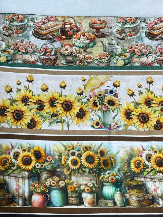 Tricoline 100% Algodón - CN019 Cenefas Girasol (50 x 150)