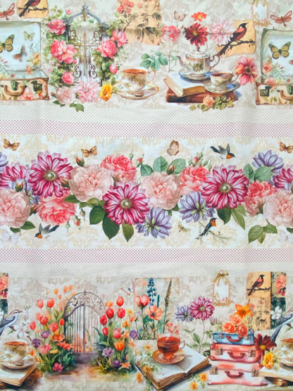 Tricoline 100% Algodón - CN026 Cenefas Floral 1 (50 x 150)