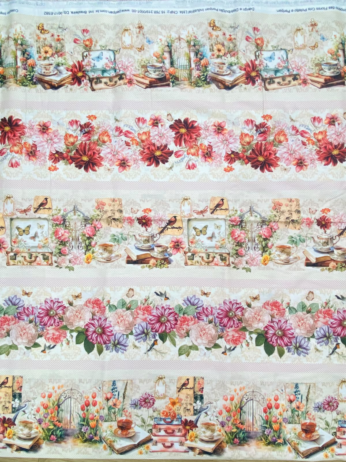 Tricoline 100% Algodón - CN026 Cenefas Floral 1 (50 x 150)