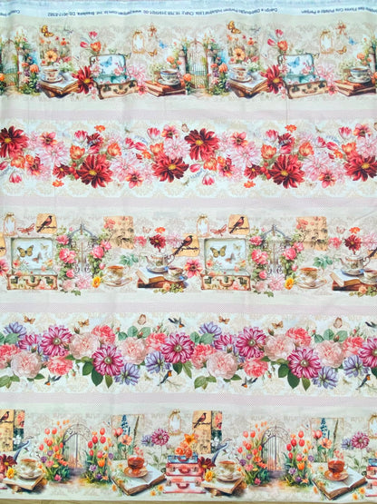 Tricoline 100% Algodón - CN026 Cenefas Floral 1 (50 x 150)