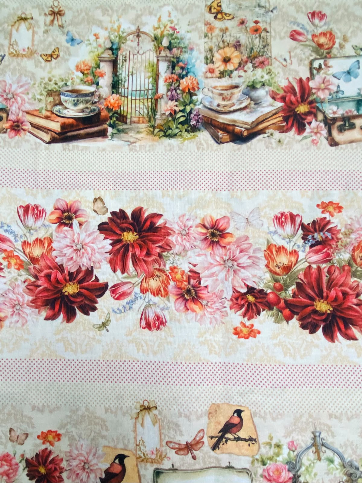 Tricoline 100% Algodón - CN026 Cenefas Floral 1 (50 x 150)
