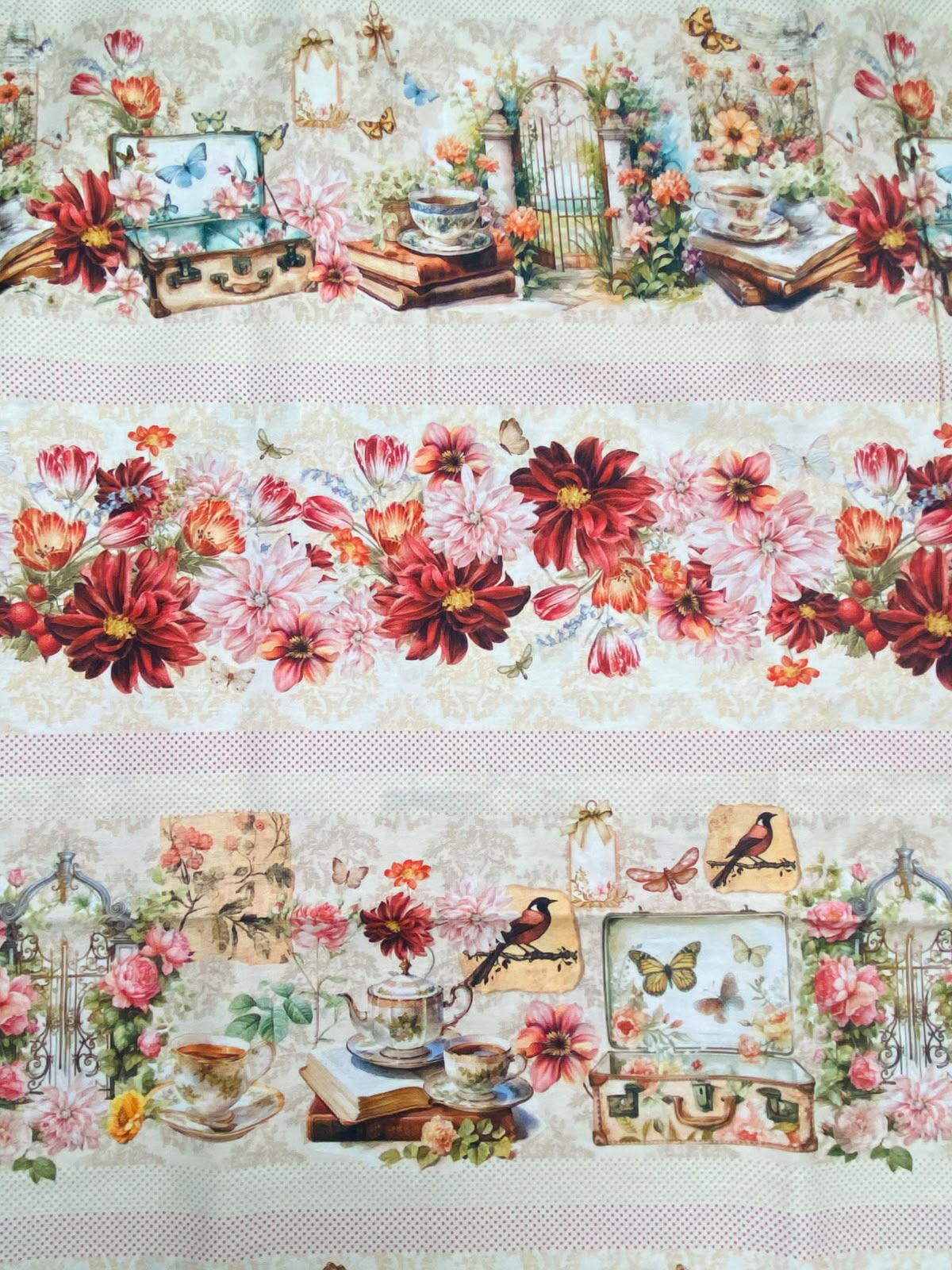 Tricoline 100% Algodón - CN026 Cenefas Floral 1 (50 x 150)