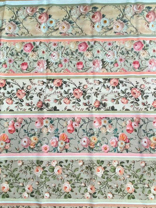 Tricoline 100% Algodón - CN025 Cenefas Floral 2 (50 x 150)