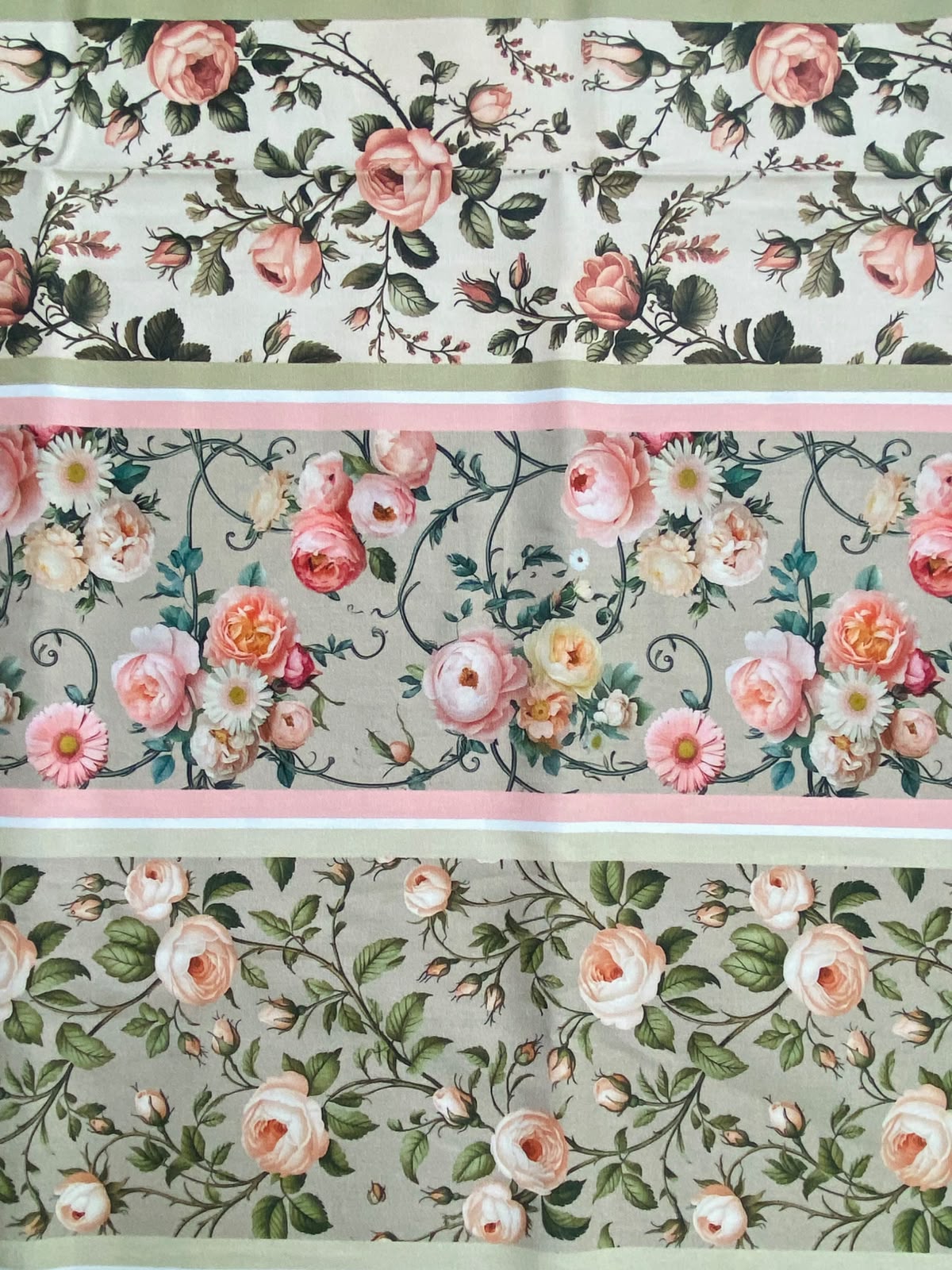 Tricoline 100% Algodón - CN025 Cenefas Floral 2 (50 x 150)
