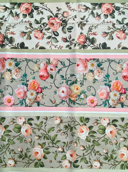Tricoline 100% Algodón - CN025 Cenefas Floral 2 (50 x 150)