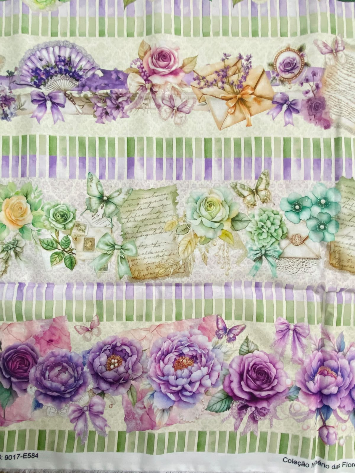 Tricoline 100% Algodón - CN023 Cenefas Floral 3 (50 x 150)