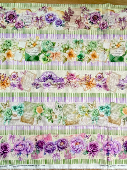 Tricoline 100% Algodón - CN023 Cenefas Floral 3 (50 x 150)