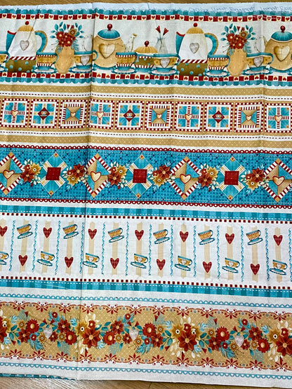 Tricoline 100% Algodón - CN013 Cenefas Cafe Fuxicos y Fricotes (50 x 150)