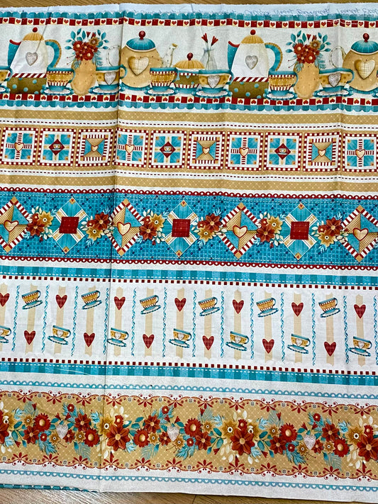 Tricoline 100% Algodón - CN013 Cenefas Cafe Fuxicos y Fricotes (50 x 150)