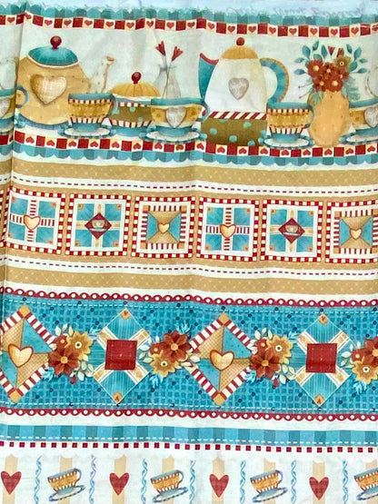 Tricoline 100% Algodón - CN013 Cenefas Cafe Fuxicos y Fricotes (50 x 150)