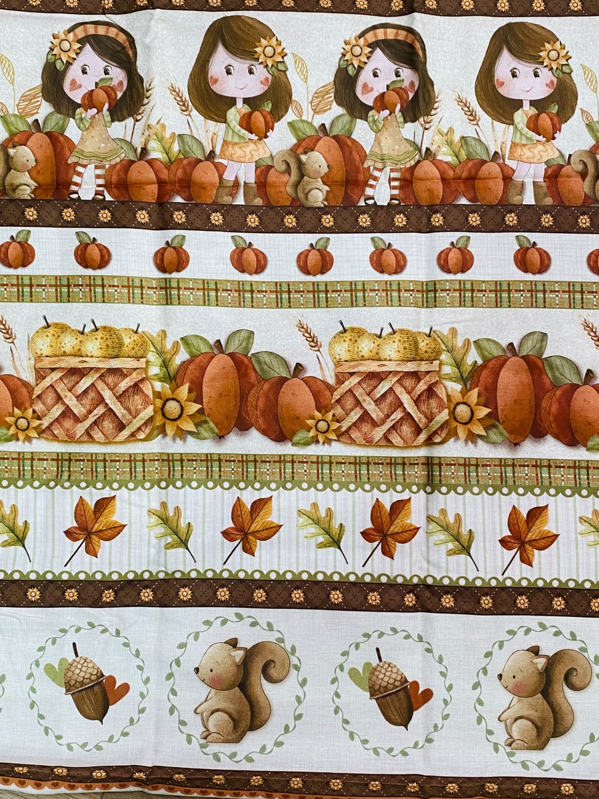 Tricoline 100% Algodón - CN021 Cenefas Otoño Fuxicos y Fricotes (50 x 150)