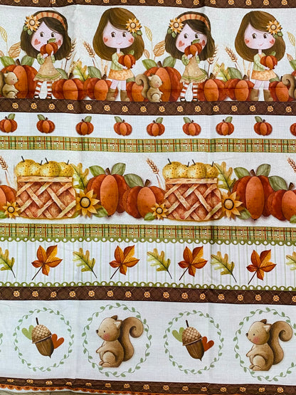 Tricoline 100% Algodón - CN021 Cenefas Otoño Fuxicos y Fricotes (50 x 150)