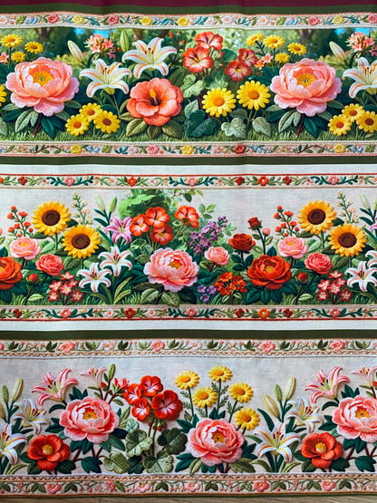 Tricoline 100% Algodón - CN022 Cenefas Floral 4 (50 x 150)