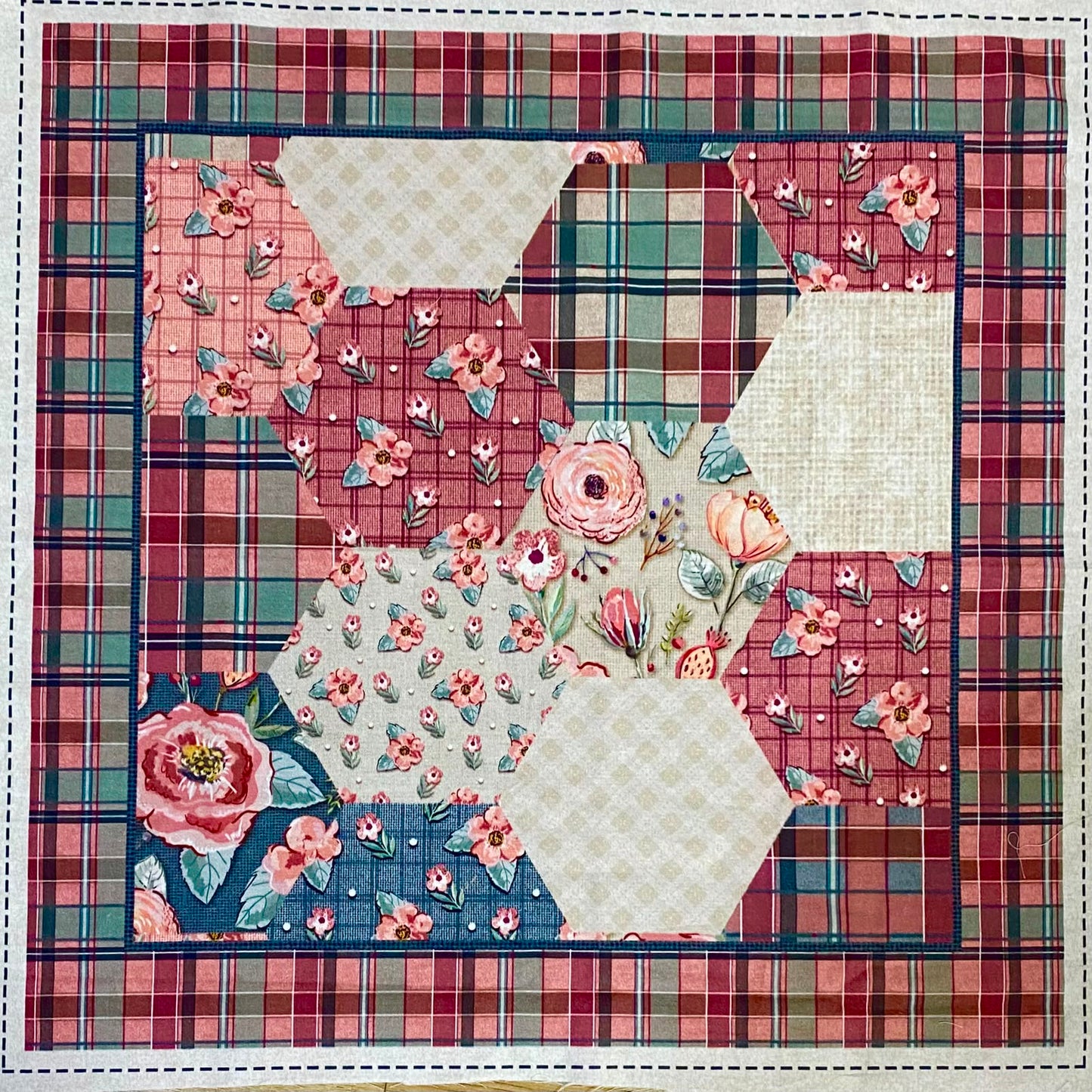 Tricoline 100% Algodón  - PT112 Patrón Panel Requinte 4 (45 x 45)