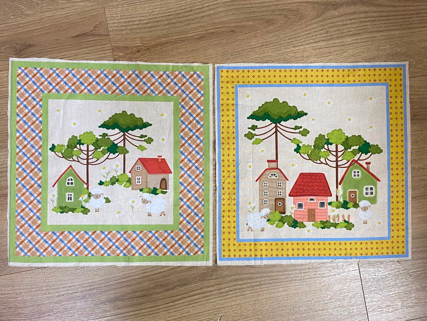 Tricoline 100% Algodón  - PT119 Patrón 2 Panel Casitas del SUR1(45 x 45)