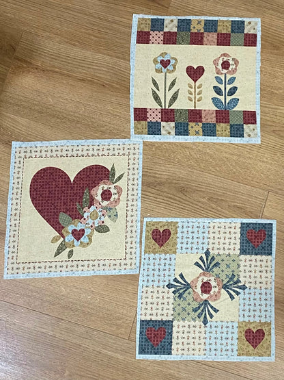 Tricoline 100% Algodón  - PT121 Patrón 3 Panel Aplique (27 x 27)