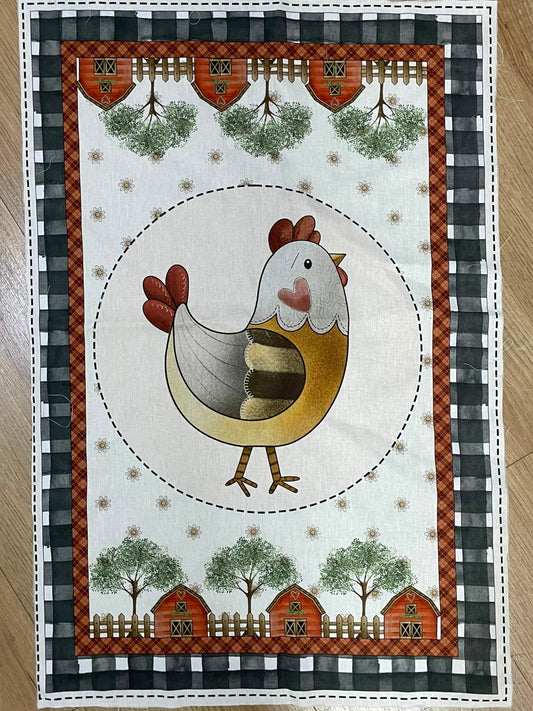 Tricoline 100% Algodón  - PT125 Patrón Panel Gallina  (50 x 65)
