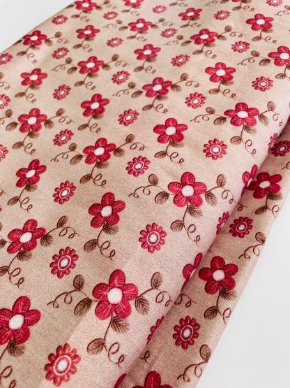 Tricoline 100% algodón - EX105 Exclusiva Floral Merlot (50 x 150)