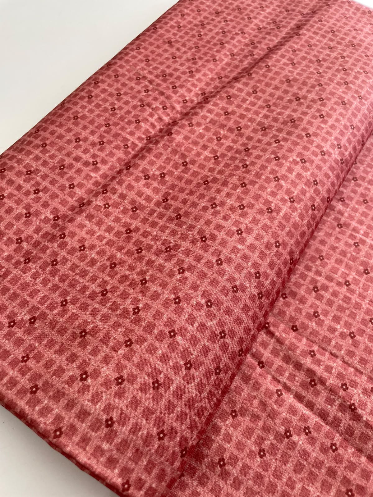 Tricoline 100% algodón - EX106 Exclusiva Cuadrille Florecitas Bordeo (50 x 150)