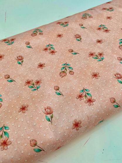 Tricoline 100% algodón - EX098 Exclusiva Tierna Florecitas 1 Rosa (50 x 150)