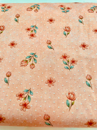 Tricoline 100% algodón - EX098 Exclusiva Tierna Florecitas 1 Rosa (50 x 150)