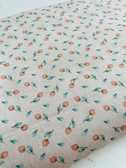 Tricoline 100% algodón - EX101 Exclusiva Tierna Florecitas 2 Salmón (50 x 150)