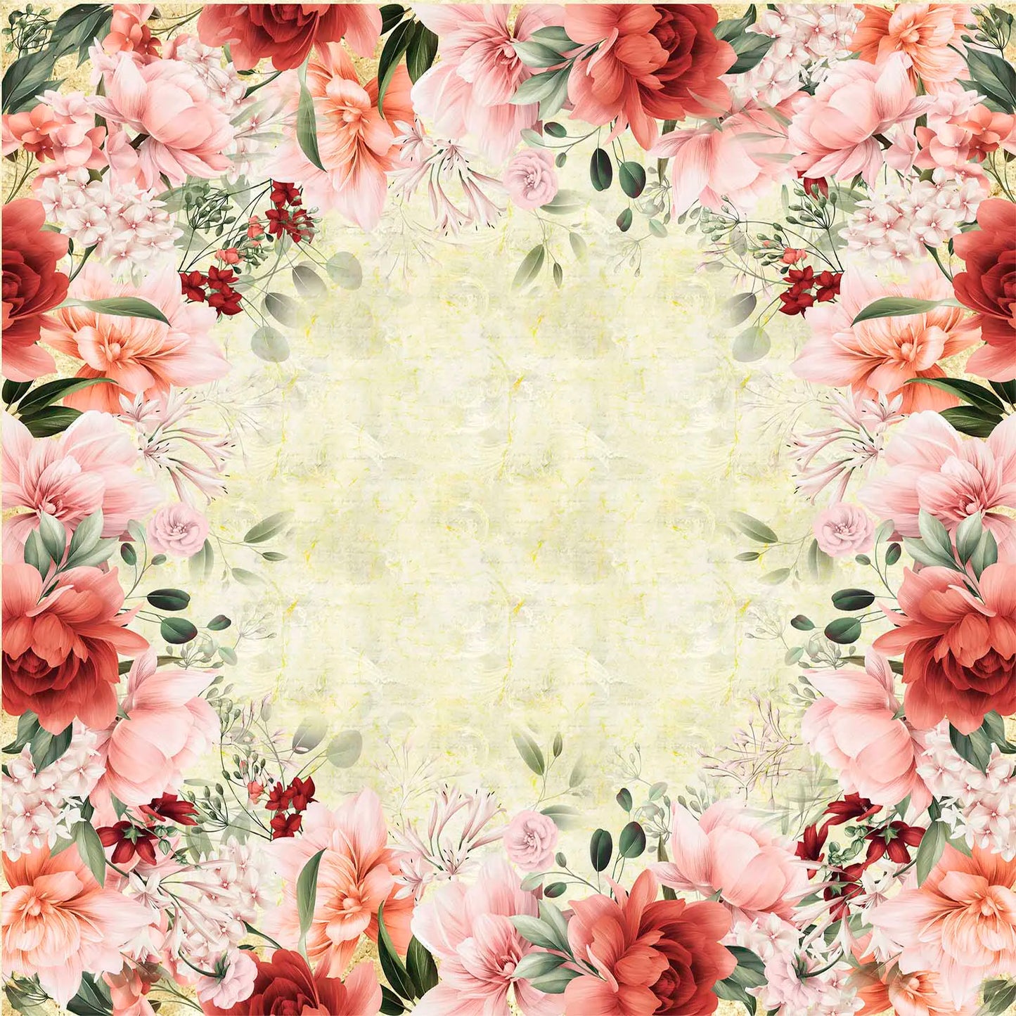 Tricoline 100% Algodón  - PT107 Patrón Panel FLORAL 2 (45 x 45)