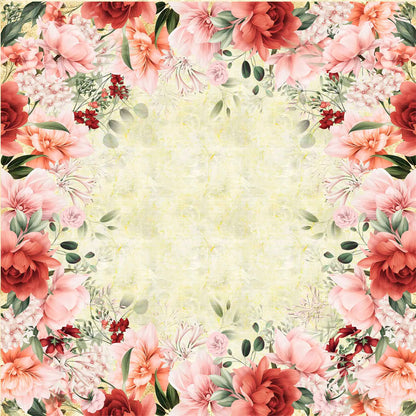 Tricoline 100% Algodón  - PT107 Patrón Panel FLORAL 2 (45 x 45)