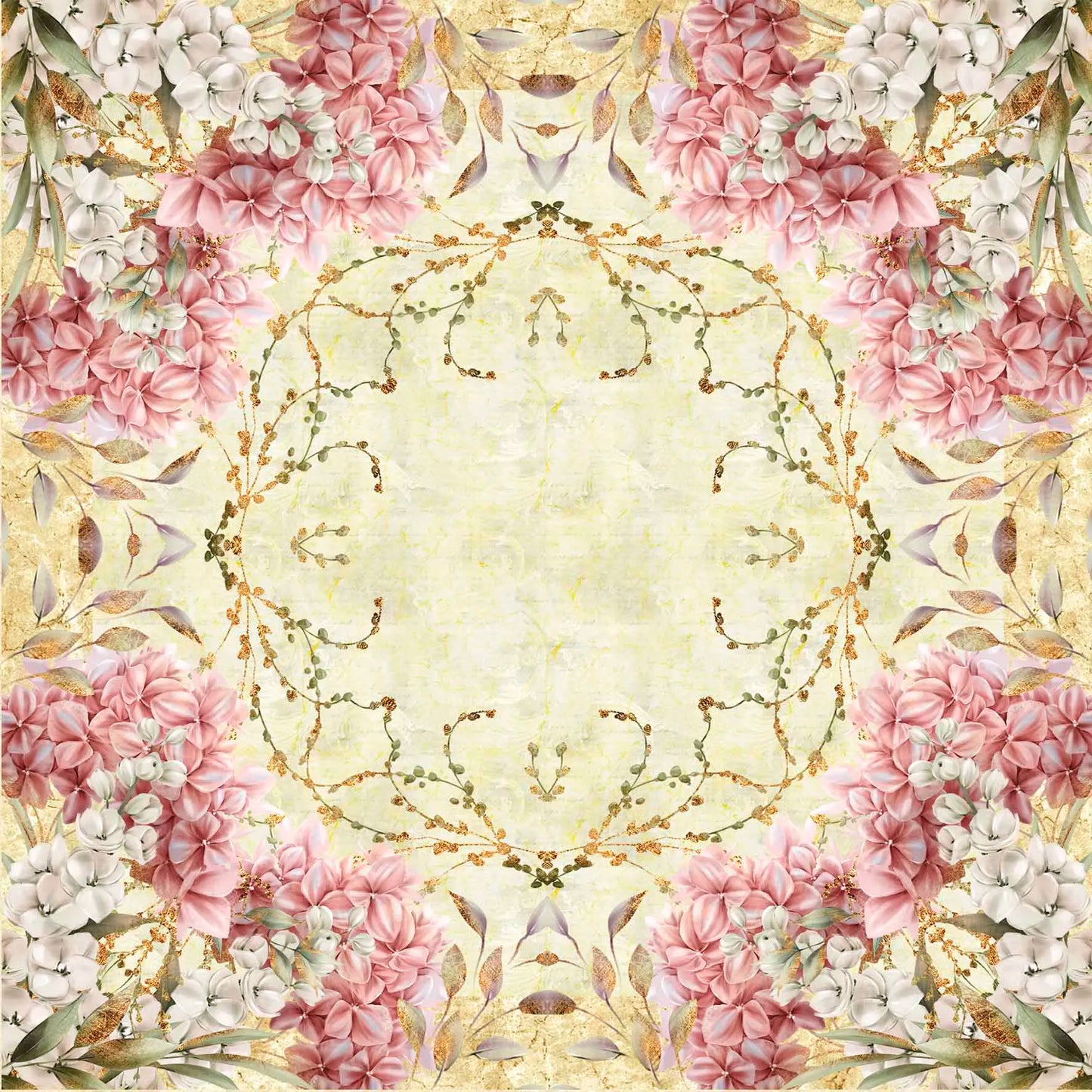 Tricoline 100% Algodón  - PT108 Patrón Panel FLORAL 3 (45 x 45)