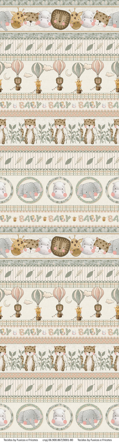 Tricoline 100% Algodón - CN029 Cenefas Safari Fuxicos (50 x 150)