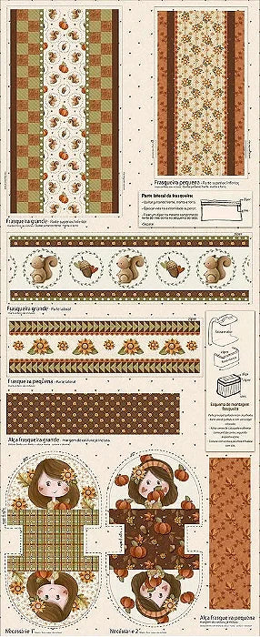 Tricoline 100% Algodón - Fuxicos - Patrón 026 NECESSAIRE OTOÑO (55 x 150)