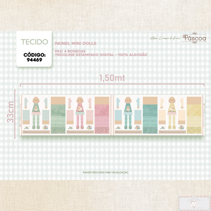 Tricoline 100% Algodón  - CP028 Patrón Mini muñecas Oveja (33 x 150) **PRE VENTA**