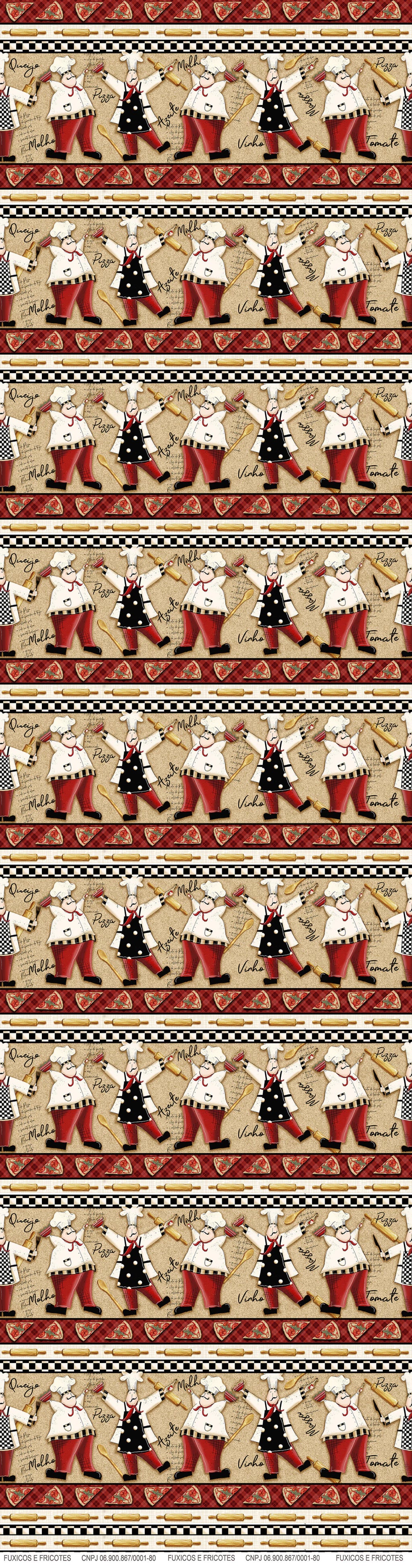 Tricoline 100% Algodón - CN028 Cenefas Chef Fuxicos (50 x 150)