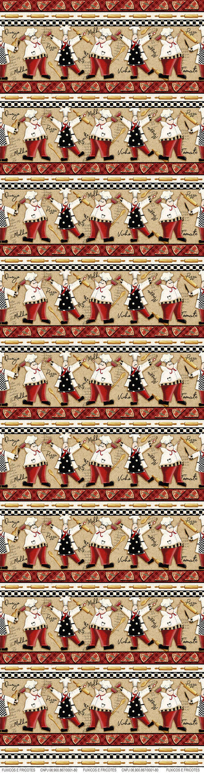 Tricoline 100% Algodón - CN028 Cenefas Chef Fuxicos (50 x 150)