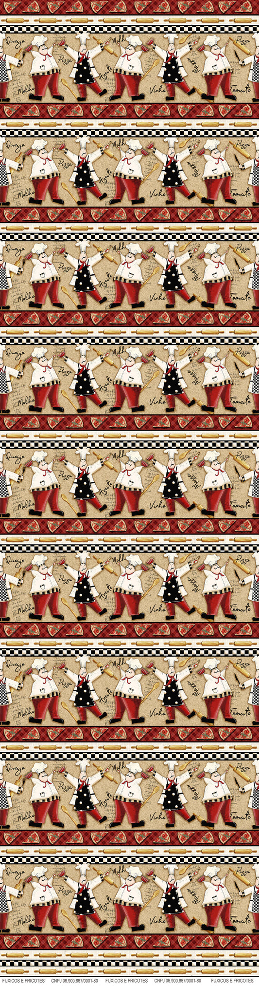 Tricoline 100% Algodón - CN028 Cenefas Chef Fuxicos (50 x 150)