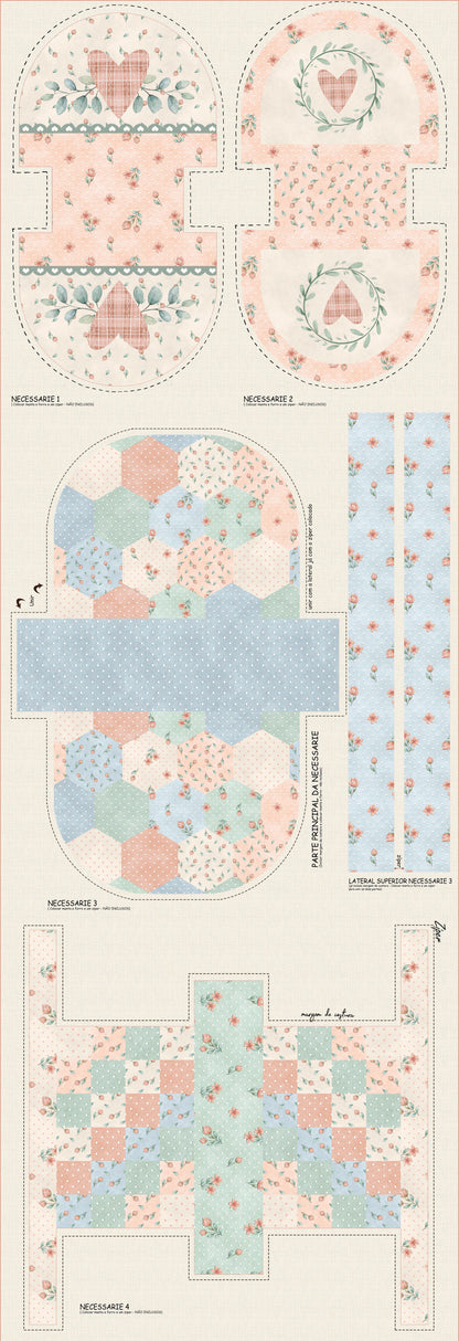 Tricoline 100% Algodón  - PT080 Patrón Necessaries Patchwork  (49 x 150)