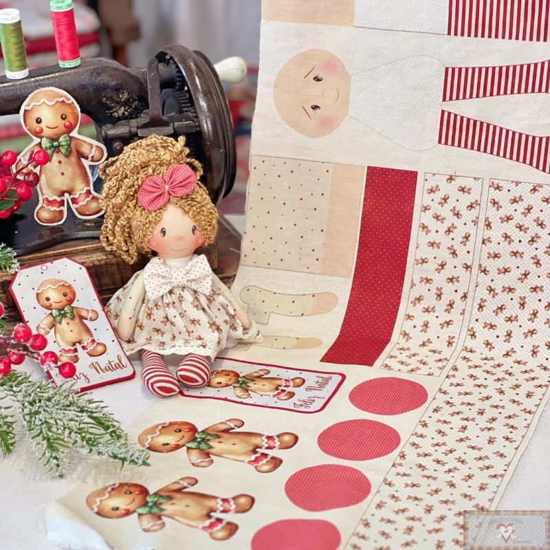 Tricoline 100% Algodón  - CP075 Panel Mini Muñeca Ginger Individual Beige (33x75)