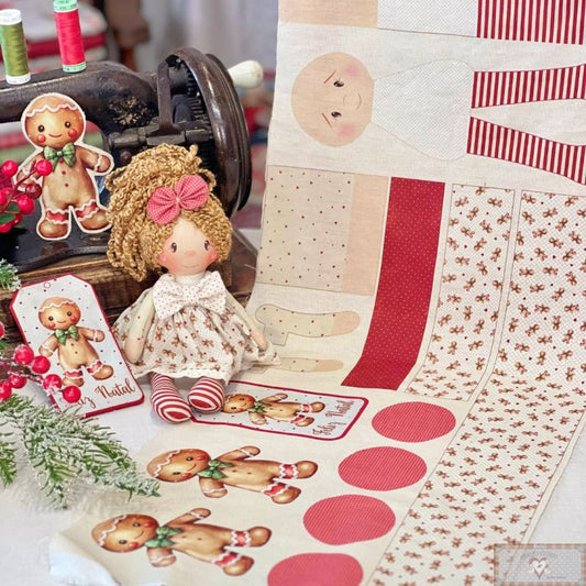 Tricoline 100% Algodón  - CP075 Panel Mini Muñeca Ginger Individual Beige (33x75)