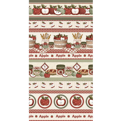 Tricoline 100% Algodón - CN030 Cenefas Manzanas Fuxicos (50 x 150)